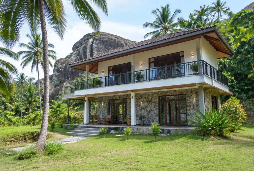 Rock Country Home Design for Ibbagamuwa exterior house design by Structa Engineering