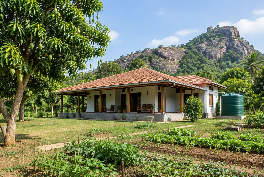 Farmhouse design concept for Dambulla with shaded outdoor living