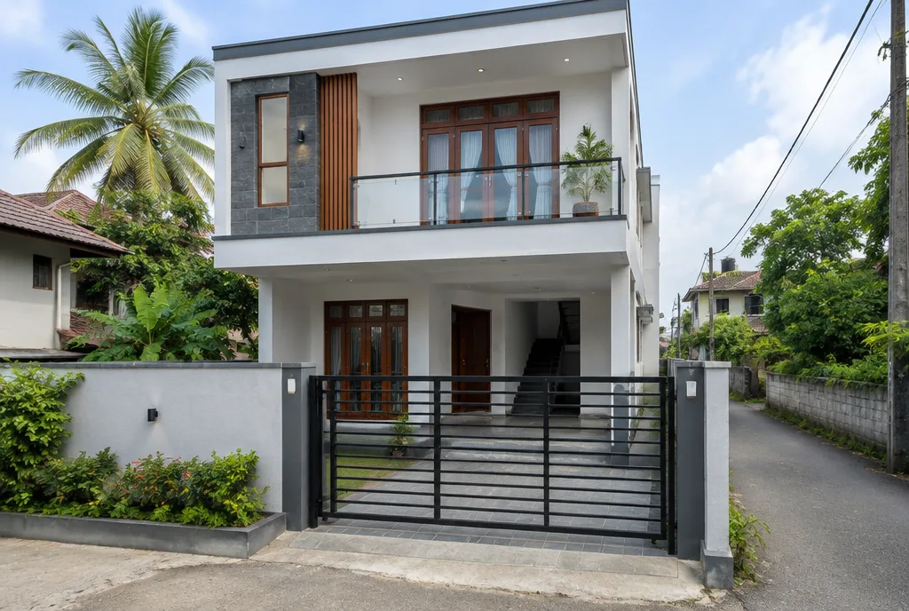 Compact Two Storey House Design for Angoda exterior house design by Structa Engineering