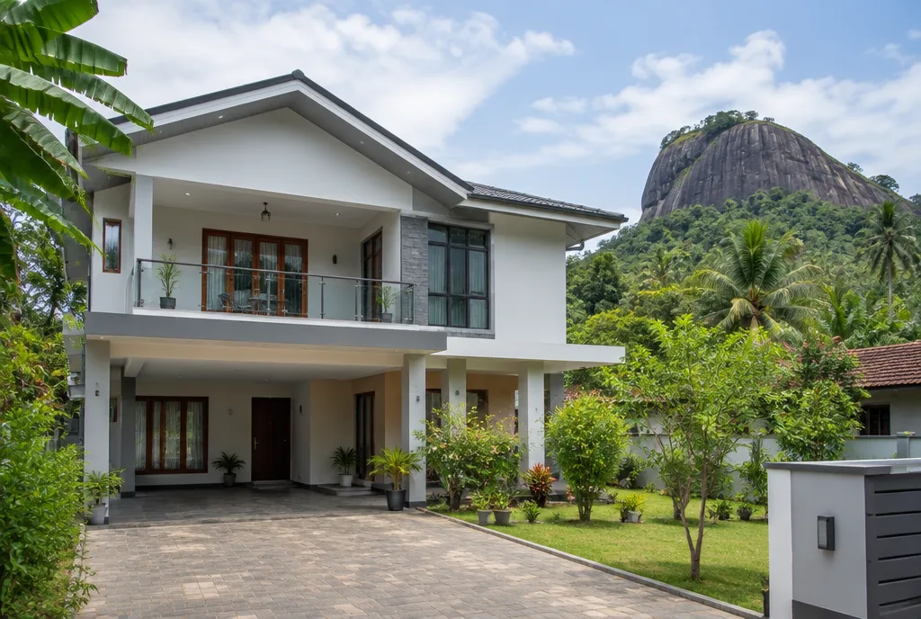Two-storey family home design concept for Kurunegala with shaded outdoor spaces