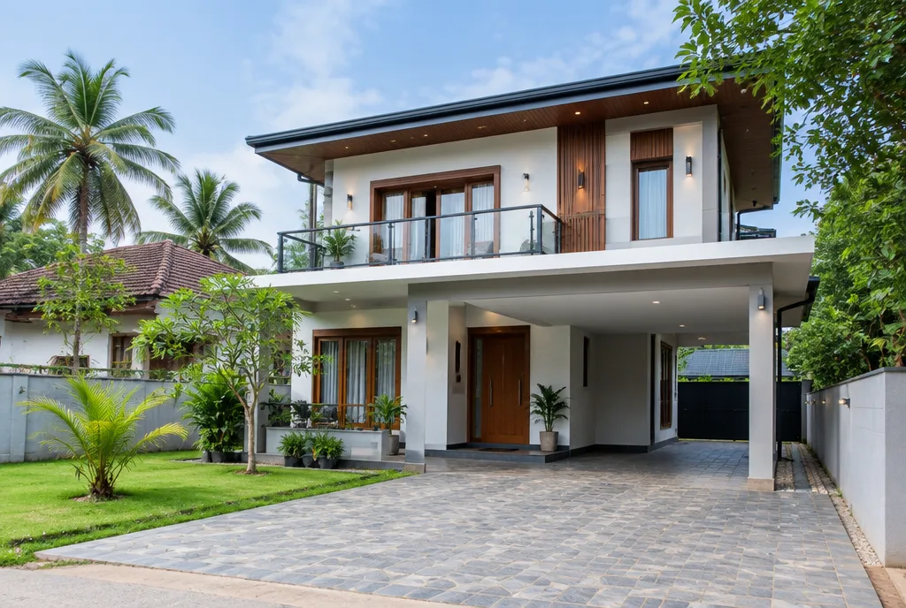Suburban Two Storey Home Design for Weliweriya exterior house design by Structa Engineering