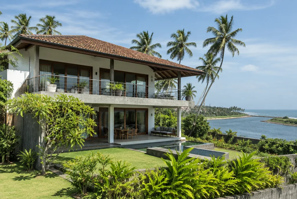 Coastal family house design concept for Matara with shaded living