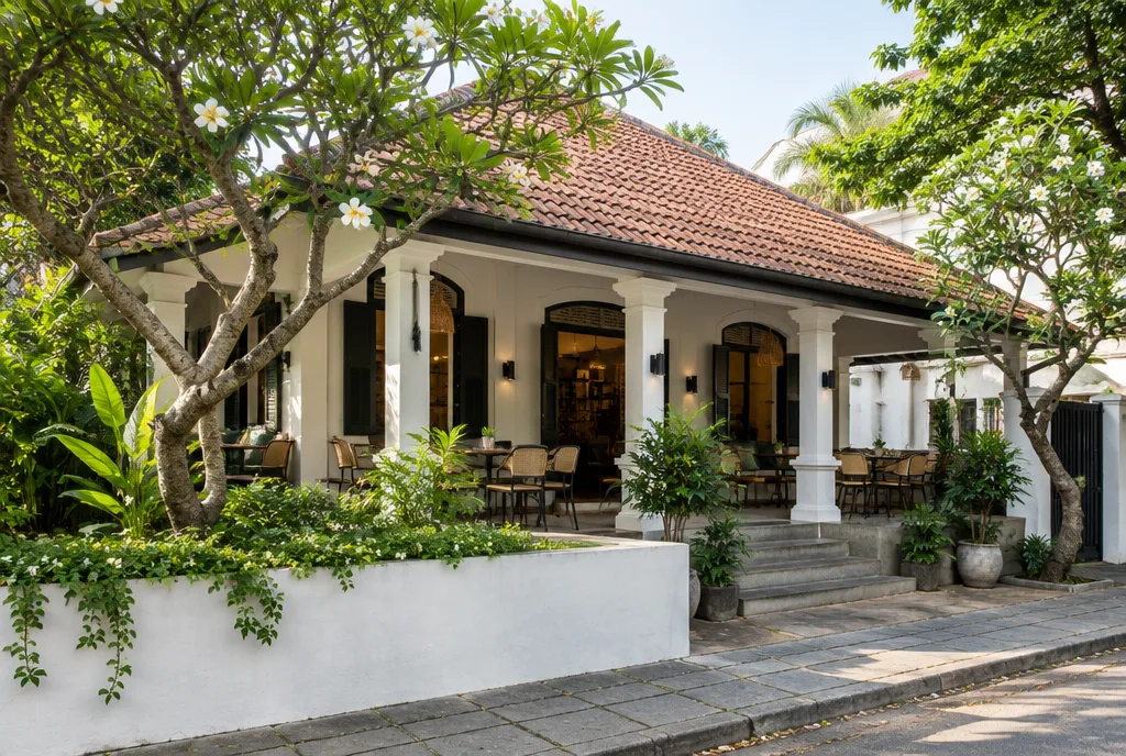 Cafe In A Colonial Bungalow Design for Colombo 07 exterior house design by Structa Engineering