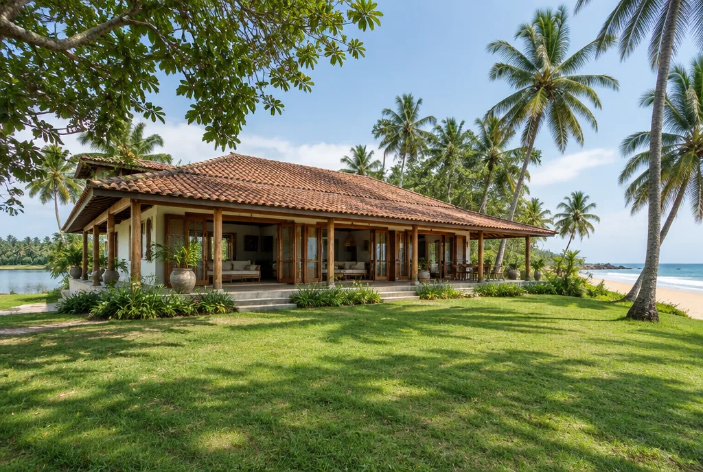 Lagoon villa design concept for Tangalle with tropical outdoor living