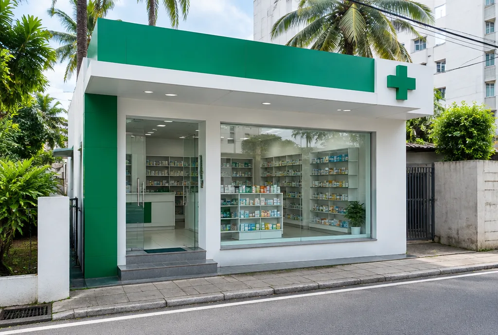Pharmacy Shopfront Design for Colombo 08 exterior house design by Structa Engineering
