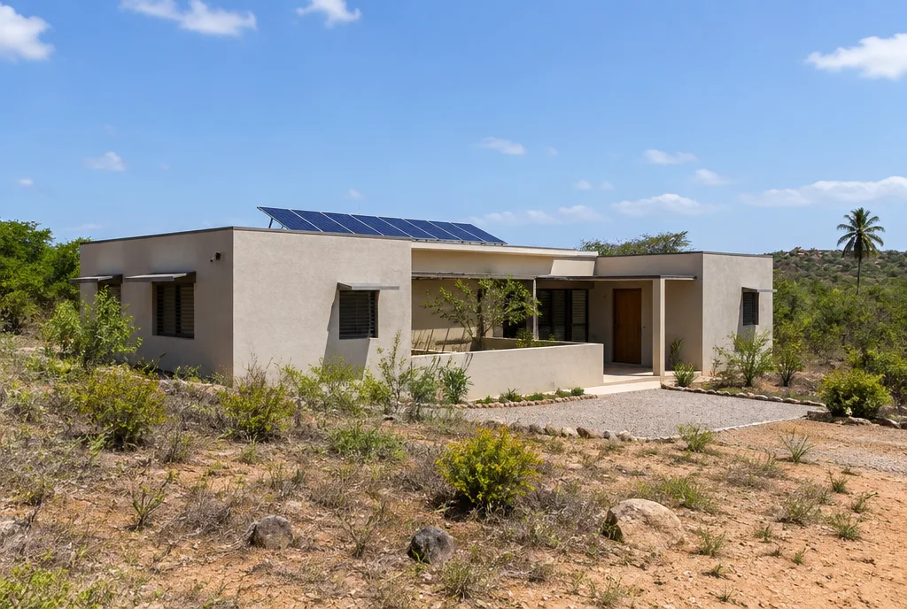 Dry-zone modern house design concept for Hambantota with shaded openings