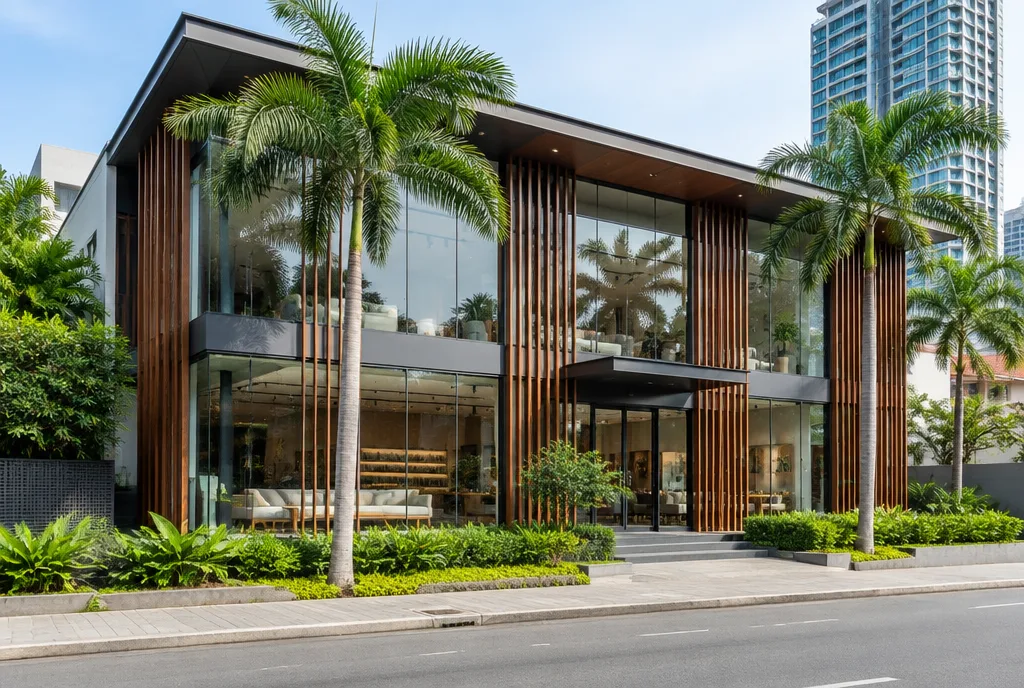 Showroom Building Design for Colombo 07 exterior house design by Structa Engineering