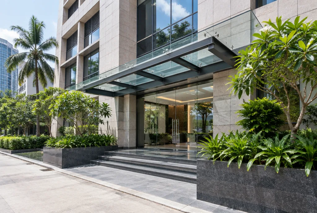 Office Tower Entrance Facelift Design for Colombo 02 exterior house design by Structa Engineering