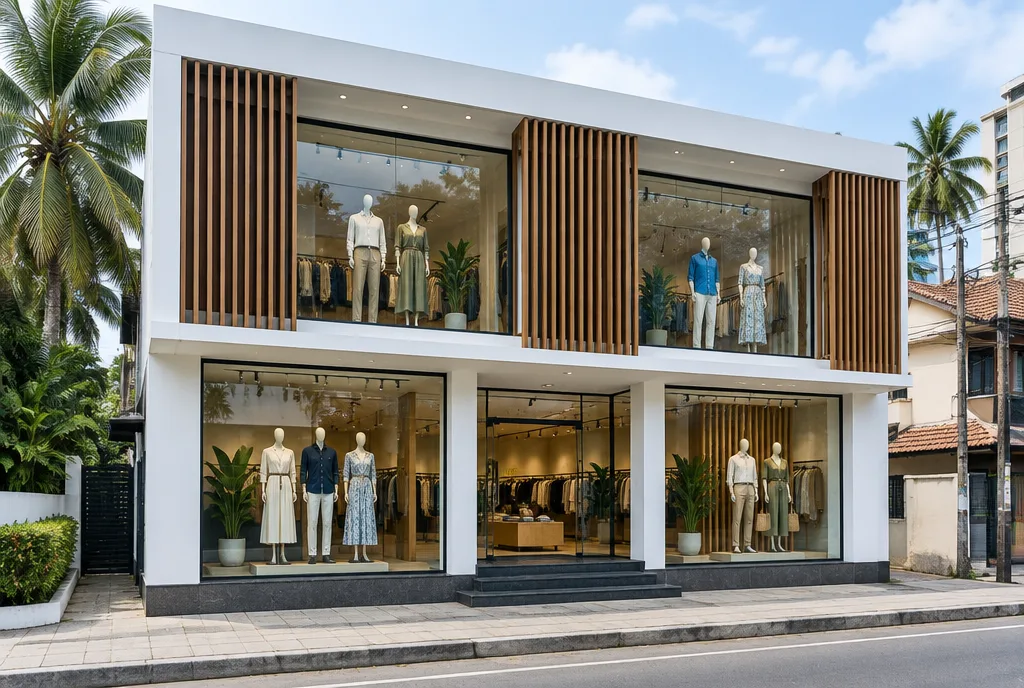 Clothing Store Facelift Design for Nugegoda exterior house design by Structa Engineering