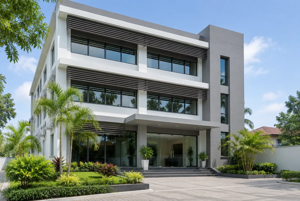 Small Office Building Design for Battaramulla exterior house design by Structa Engineering