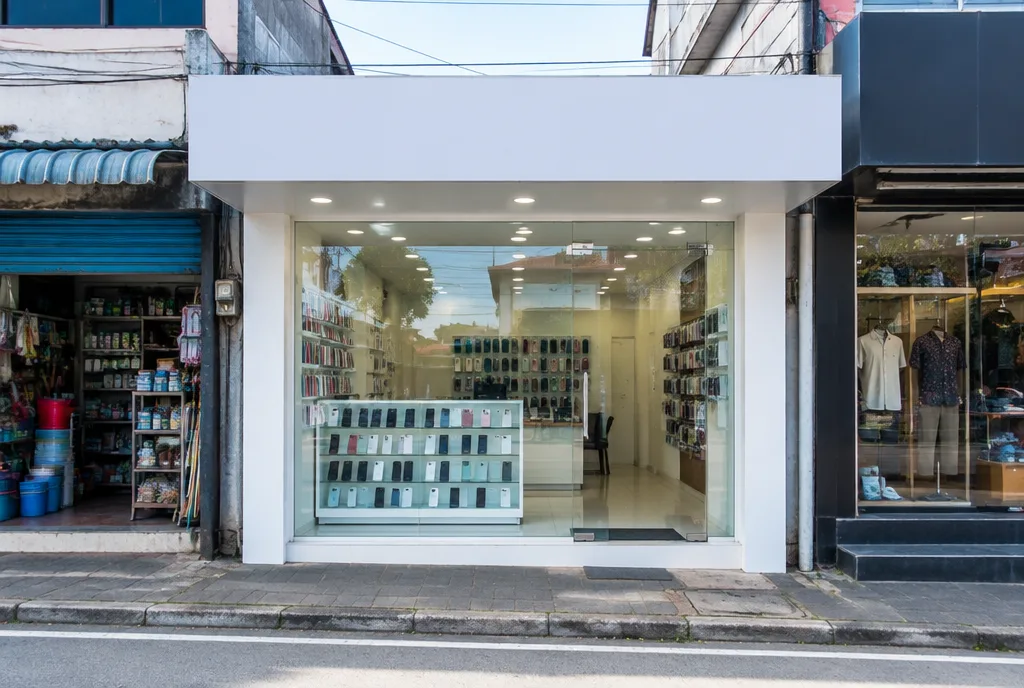 Mobile Phone Shop Front Design for Kiribathgoda exterior house design by Structa Engineering