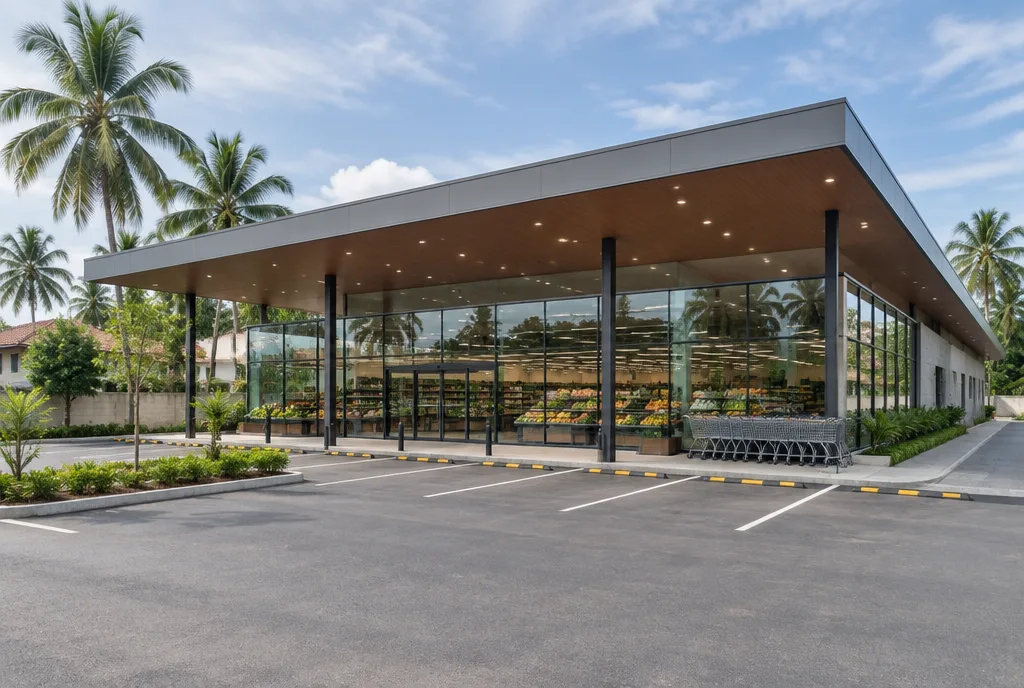 Town Supermarket Design for Gampaha exterior house design by Structa Engineering
