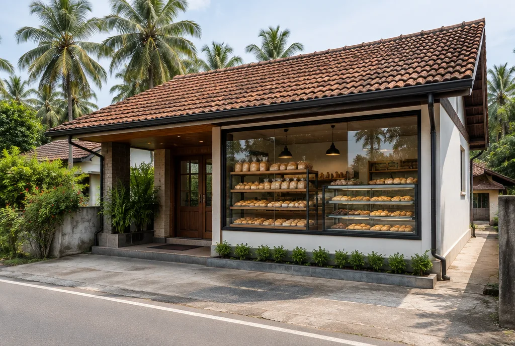 Roadside Bakery Design for Ja Ela exterior house design by Structa Engineering