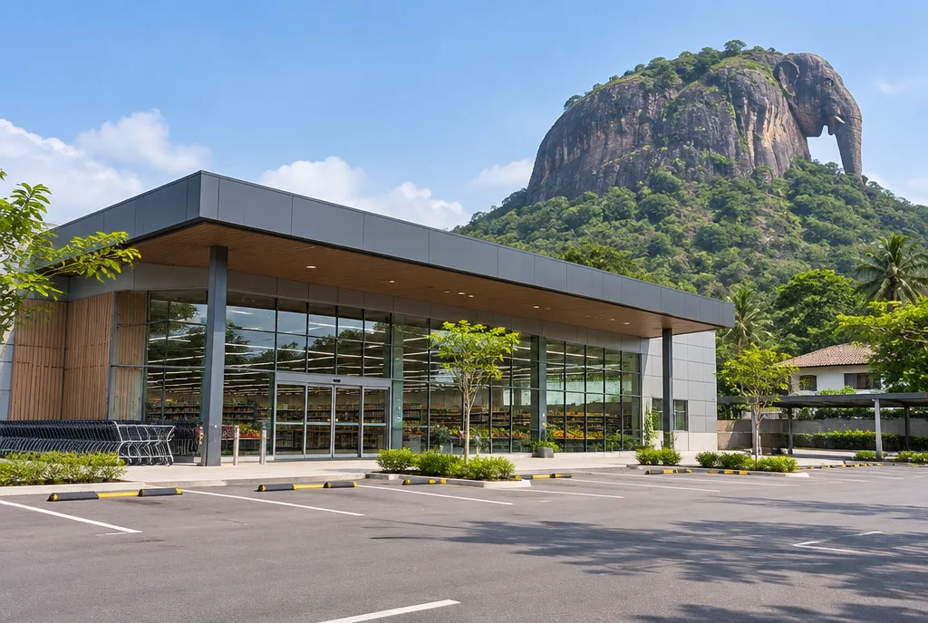 Town Supermarket Design for Kurunegala exterior house design by Structa Engineering