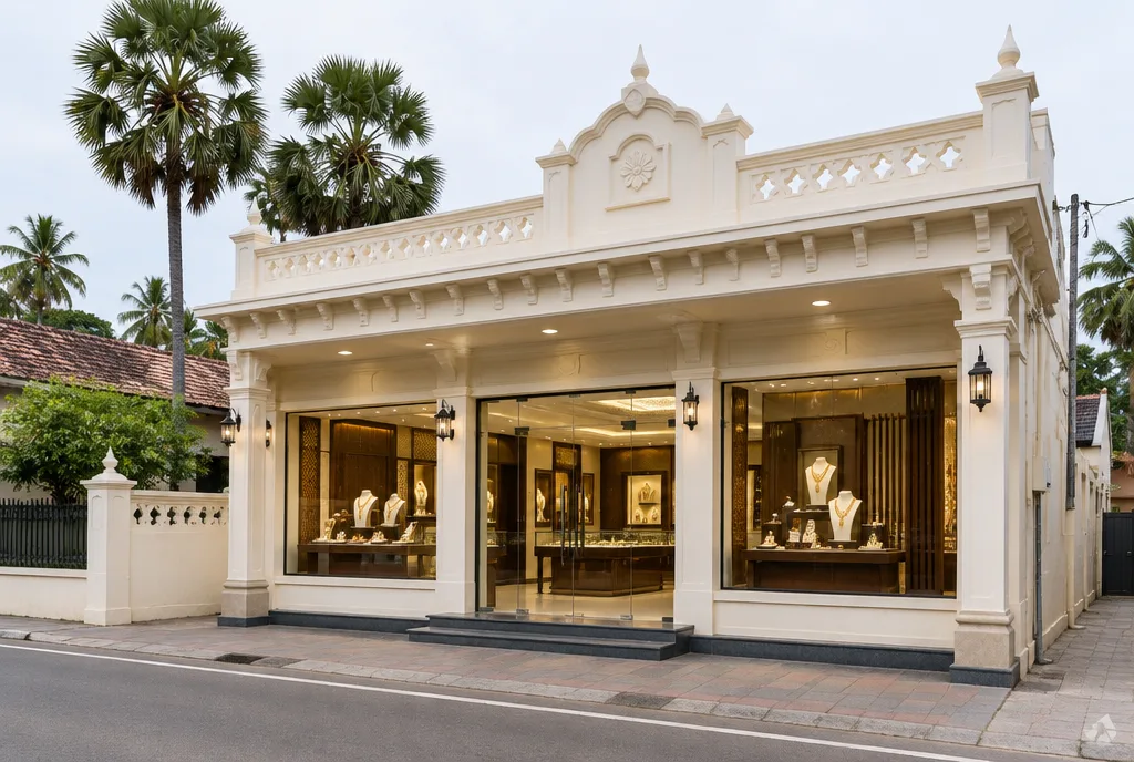 Jewellery Shop Facelift Design for Jaffna exterior house design by Structa Engineering