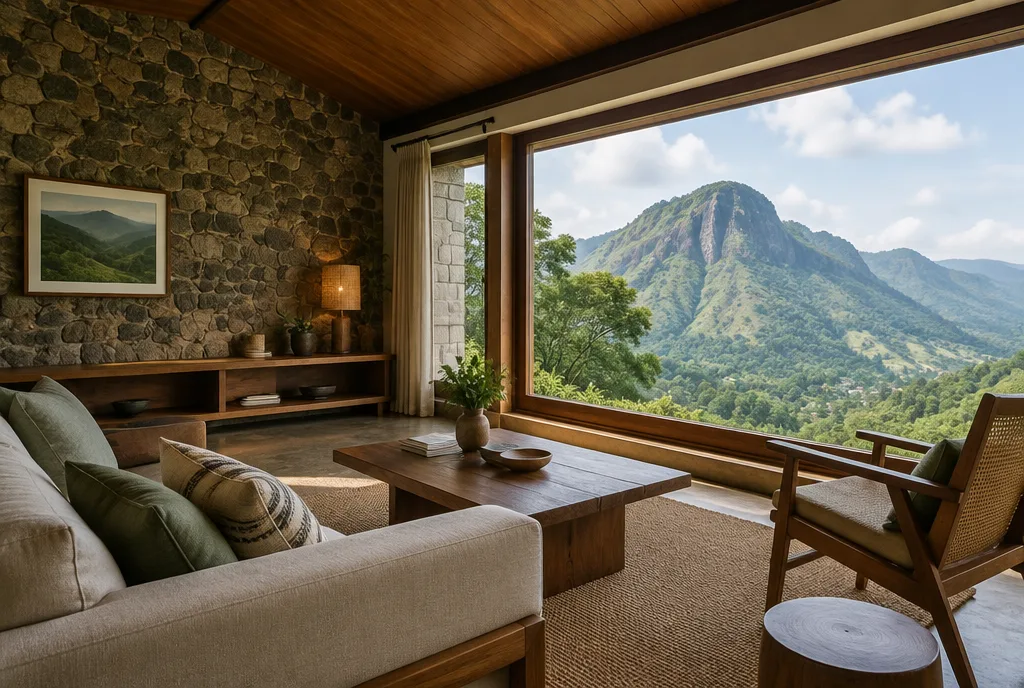 Retreat Living Room Design for Ella, Sri Lanka — illustrative interior design reference