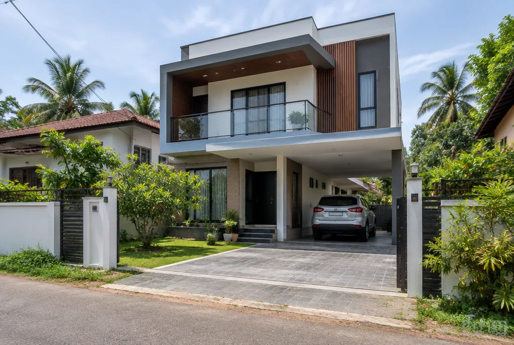 Suburban two-storey home design concept for Gampaha with family spaces