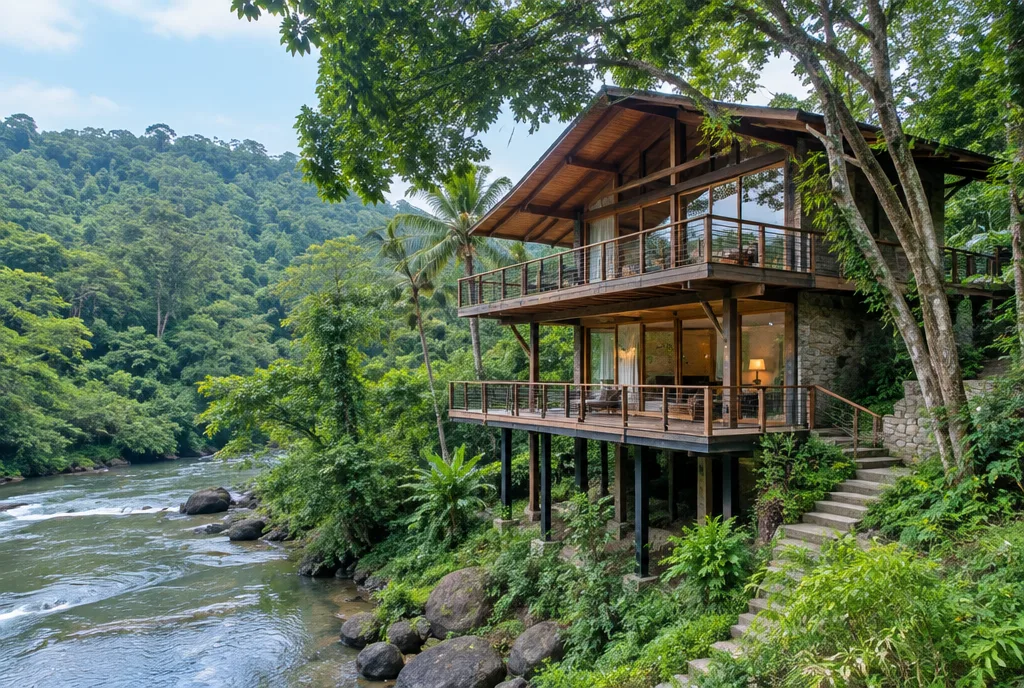 Rainforest River Retreat Design for Kitulgala exterior house design by Structa Engineering