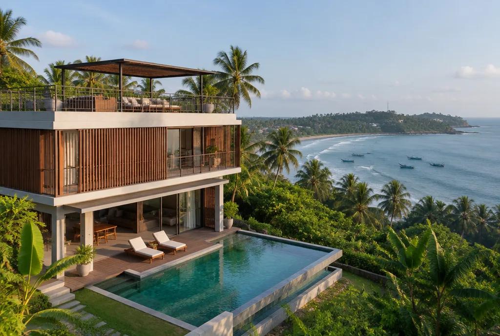 Bay House Design for Weligama exterior house design by Structa Engineering